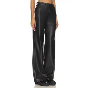Pistola Lana Trouser Tailored Ultra Wide Leg Pant Women's 27 Black Faux Leather